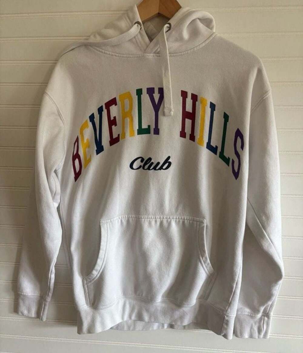 Y2K Beverly Hills Club White Hoodie Size M